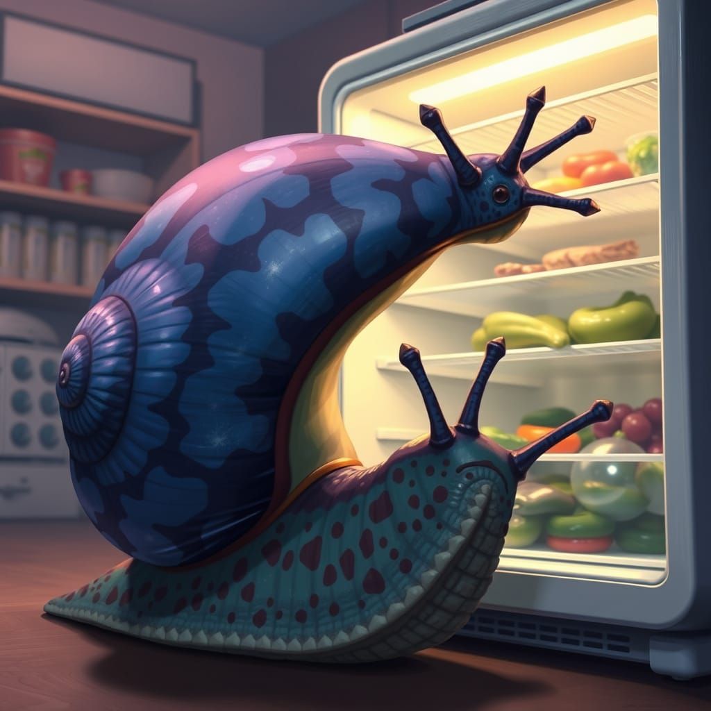 Kaiju-Snail Investigates a Gigantic Fridge