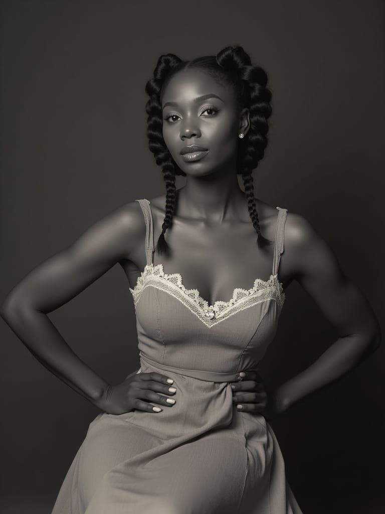 Elegant African American Woman, Vintage Kodak Portrait