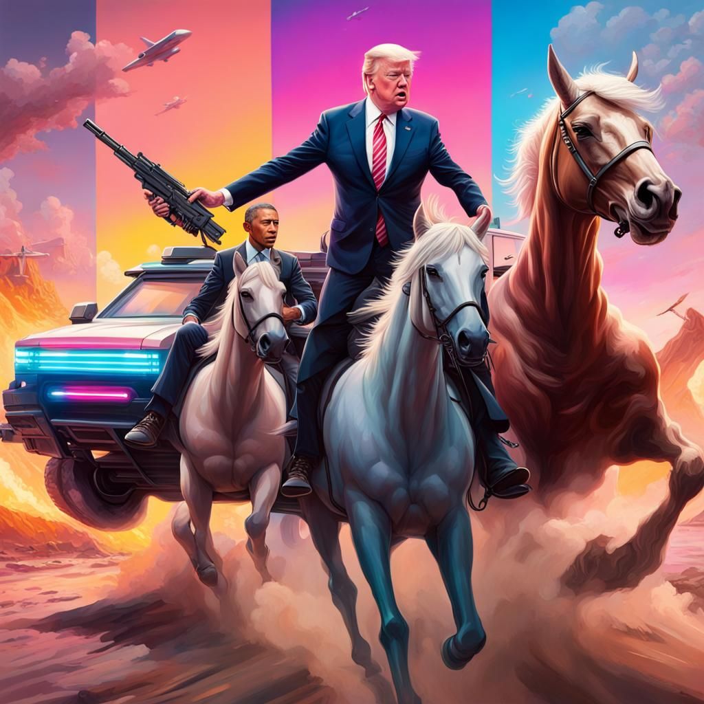 Hyperrealistic Politicians and Elon Musk on Unicorns