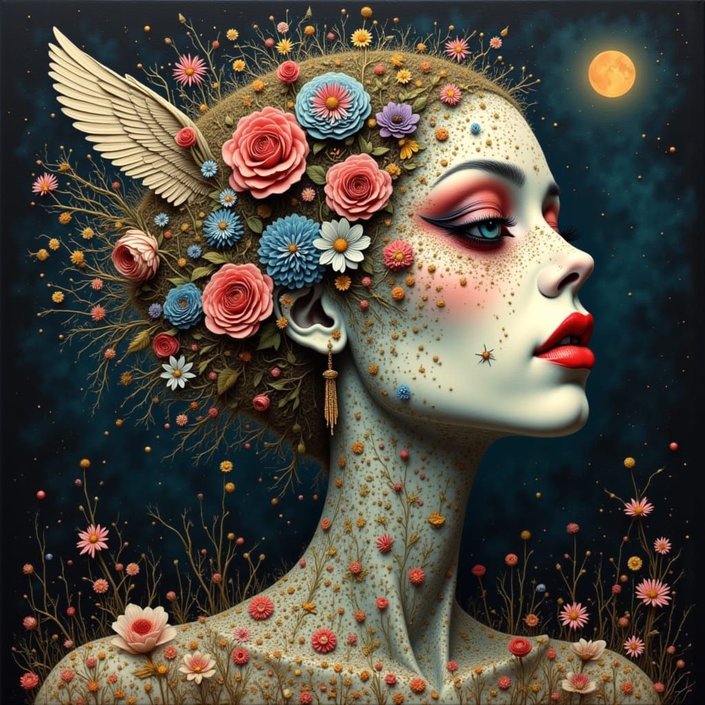 Ethereal Angel in Zebrabrunk Baroque Style