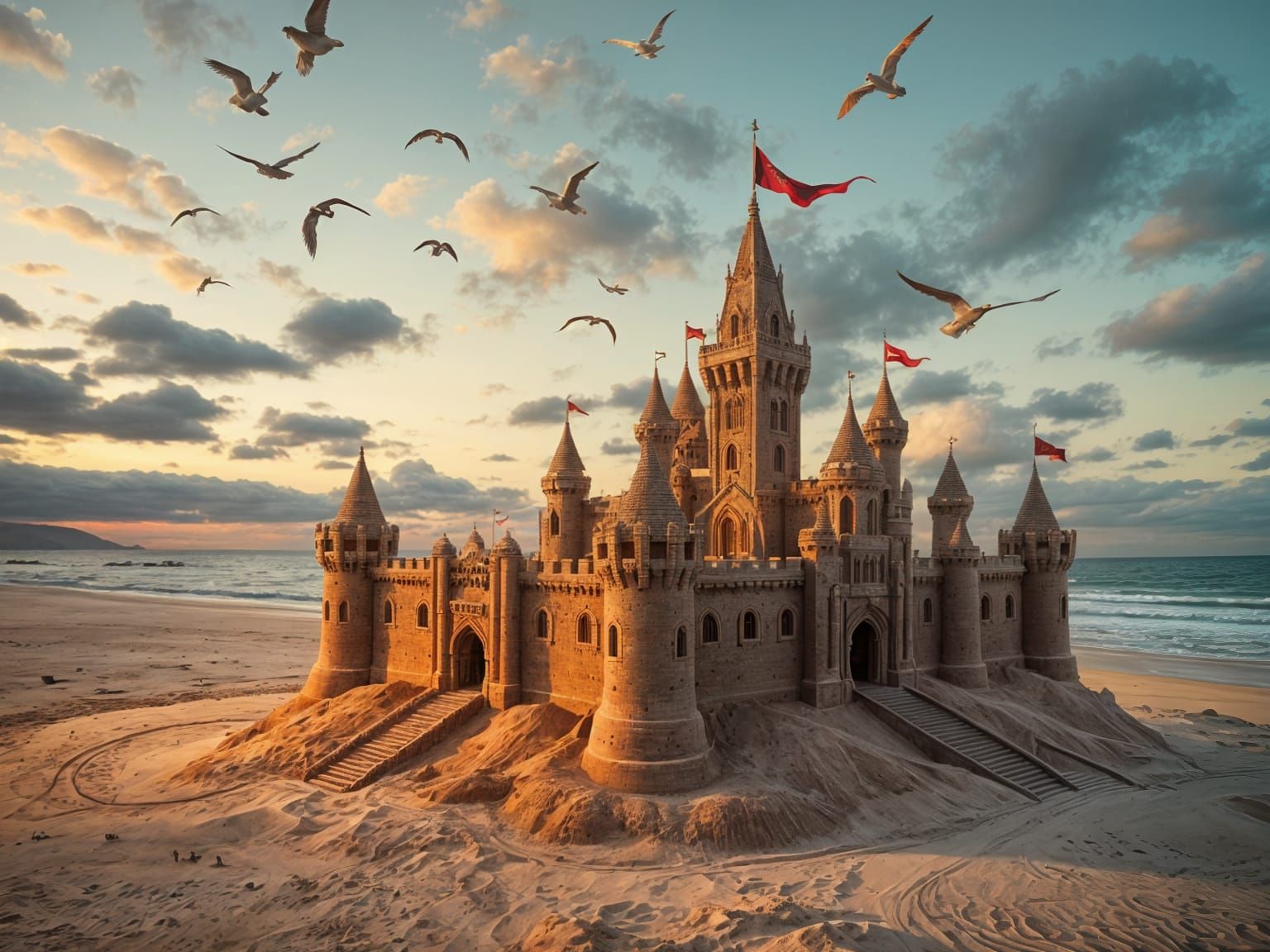 Beachside Sandcastle Kingdom with Volumetric Lighting