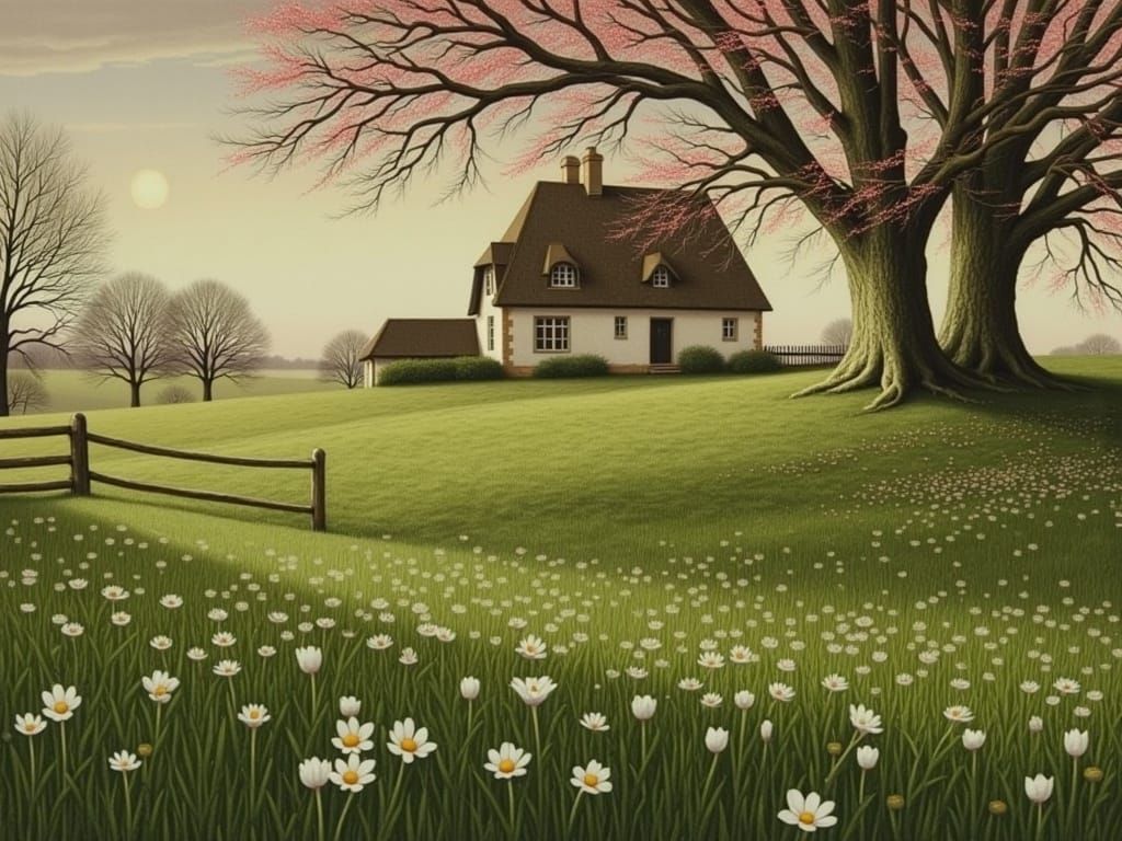 Charming Thatched-Roof House with Spring Garden