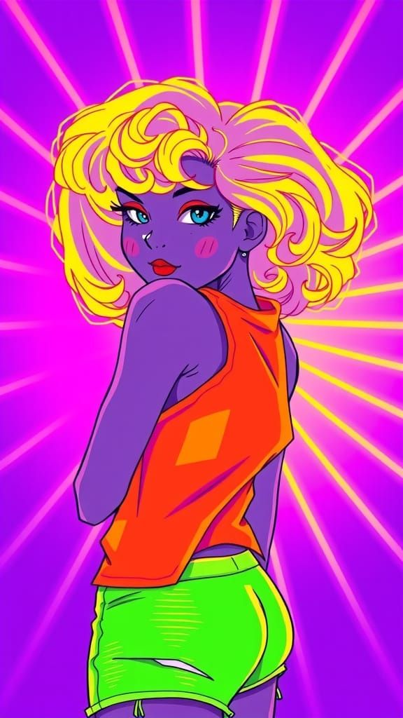 Neon Girl in Synthwave Style