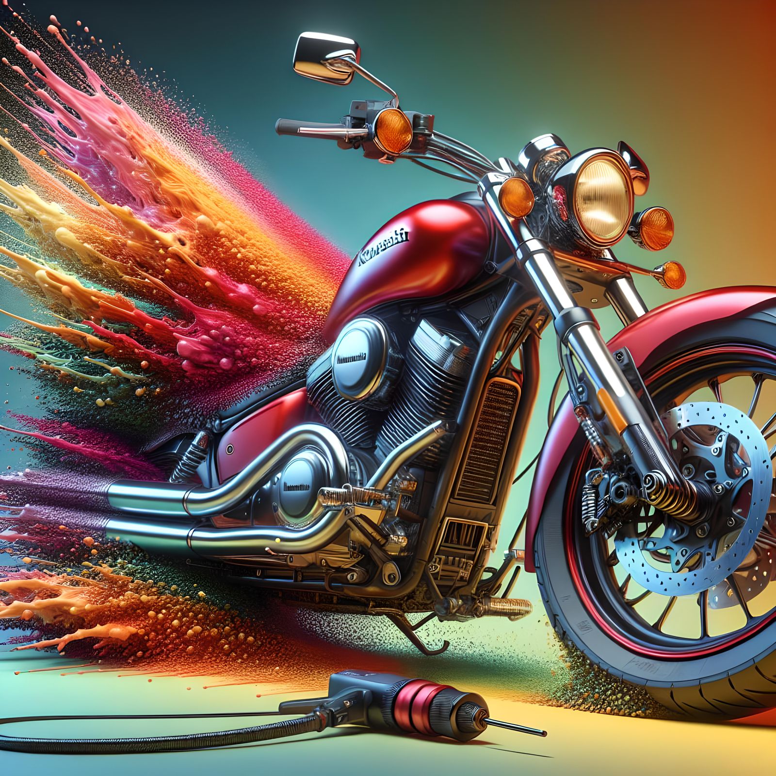 Kawasaki Vulcan 2000 Motorcycle in 3D Pop-Out Effect