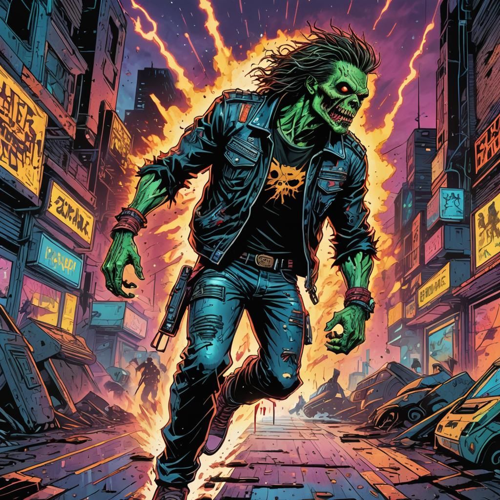 Zombie Rocker Steps From Spaceship: 80s Comic Art