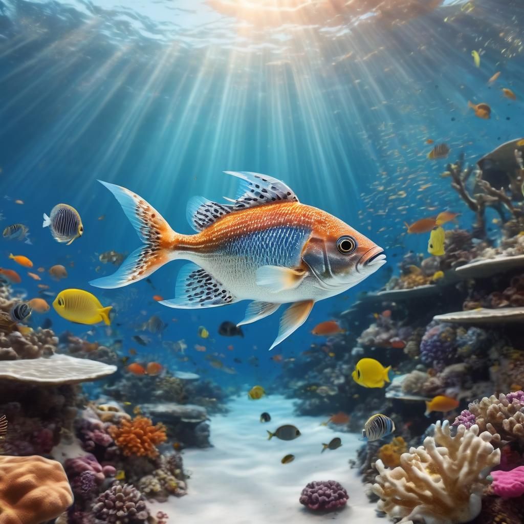 Transparent Fish with Coral Reef Life Inside