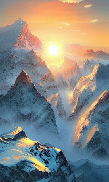 Swiss Alps Sunrise: Digital Illustration
