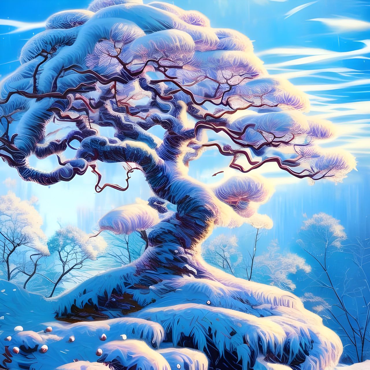 Winter Tree: Japanese Art Style