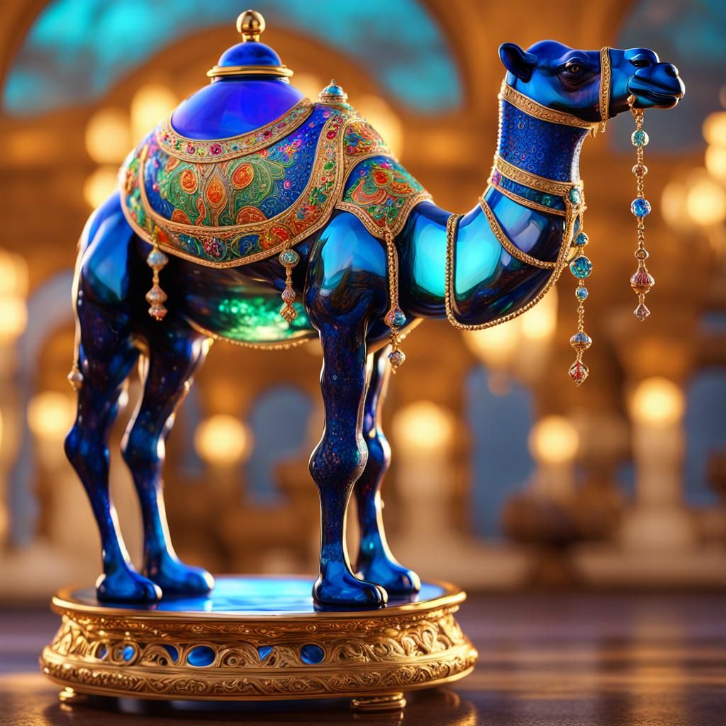 Glass Camel with Enamel Decoration in Digital Art