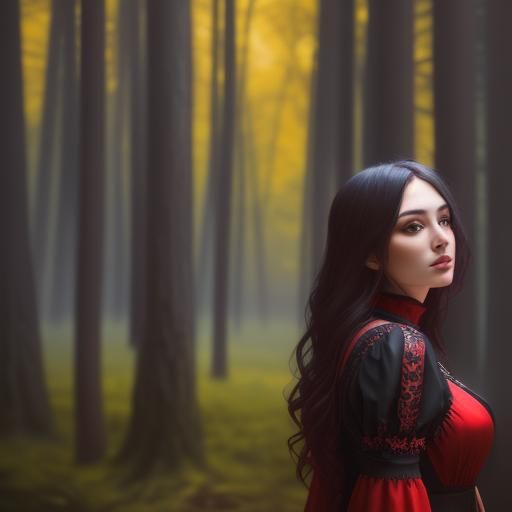 Mysterious Girl Hidden in Dark Forest
