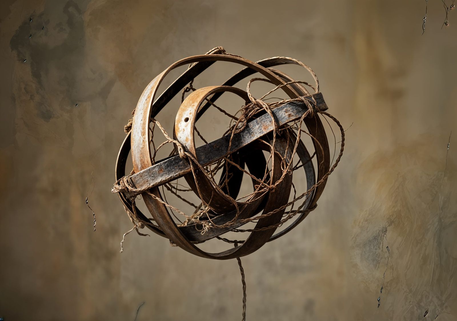 Abstract Metal and String Sculpture, Photorealistic