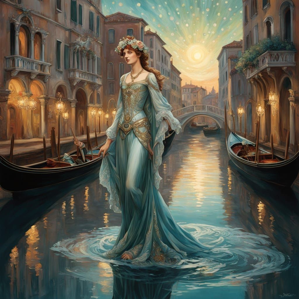 Seraph in Venice: Baroque Mask in Oil Painting Style