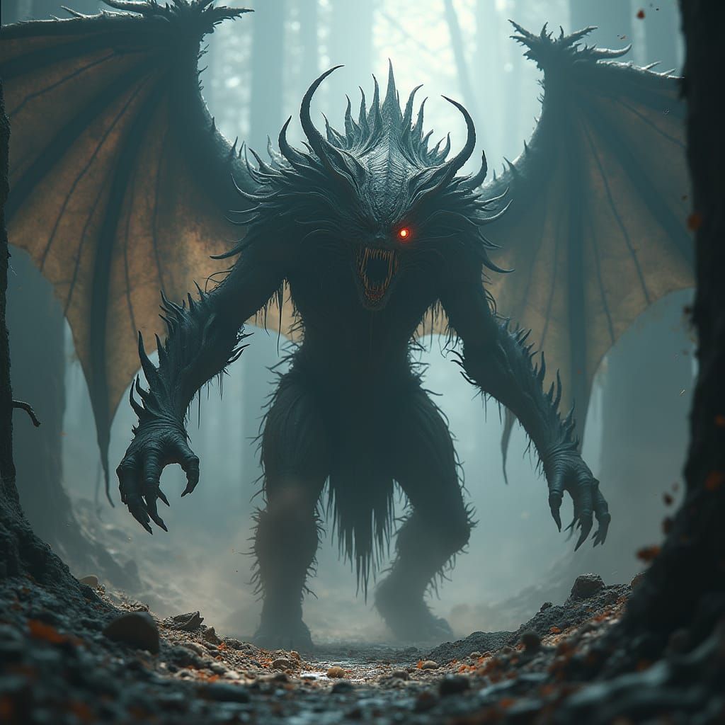 Monstrous Creature Wreaks Havoc in Dark Fantasy Realm
