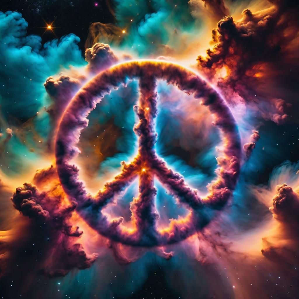 Cosmic Peace Sign Nebula Cloud Formation