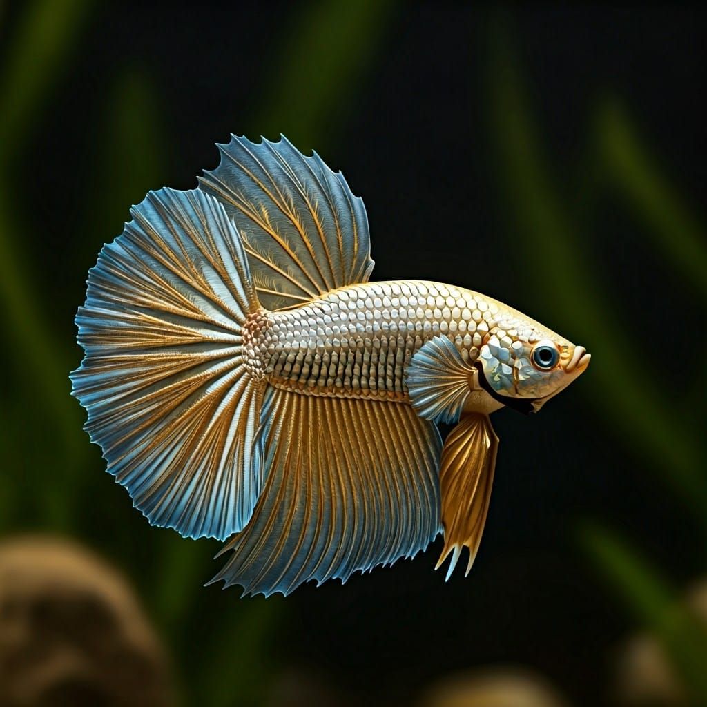 Realistic Underwater Scene of Betta Fish in a Vibrant Aquati...