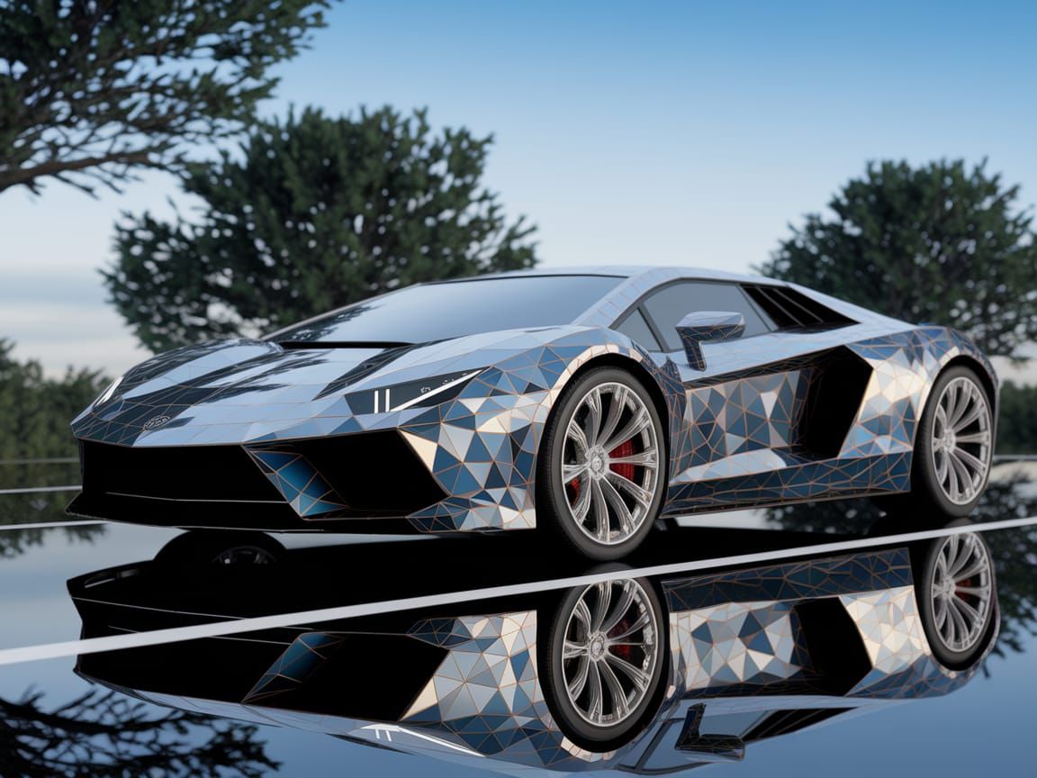 Luxury Futuristic Crystal-Like Sports Car in High-Quality De...