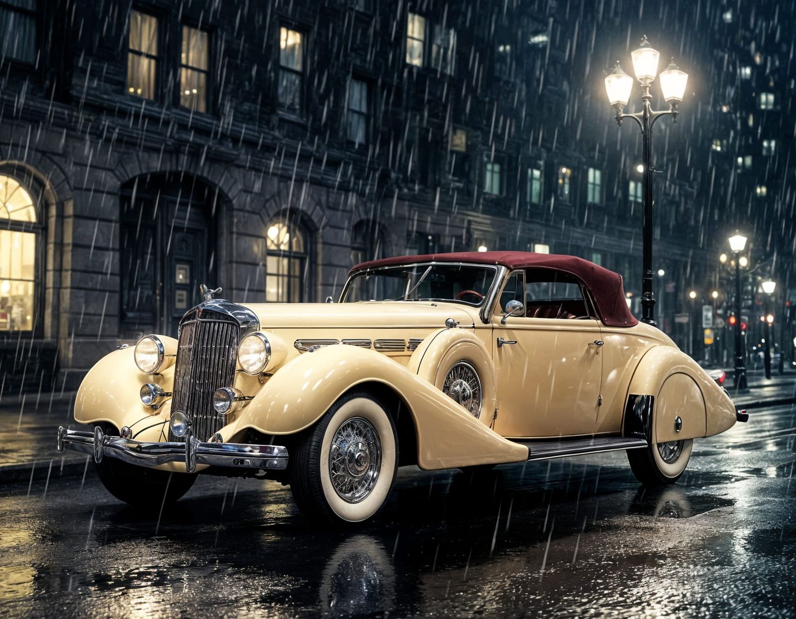 1936 Lincoln Model K Roadster in the Rain