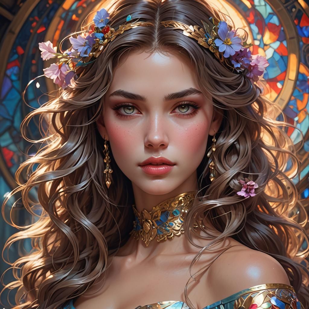 Stunning Portrait of a Gorgeous Woman in Hyperdetailed Style