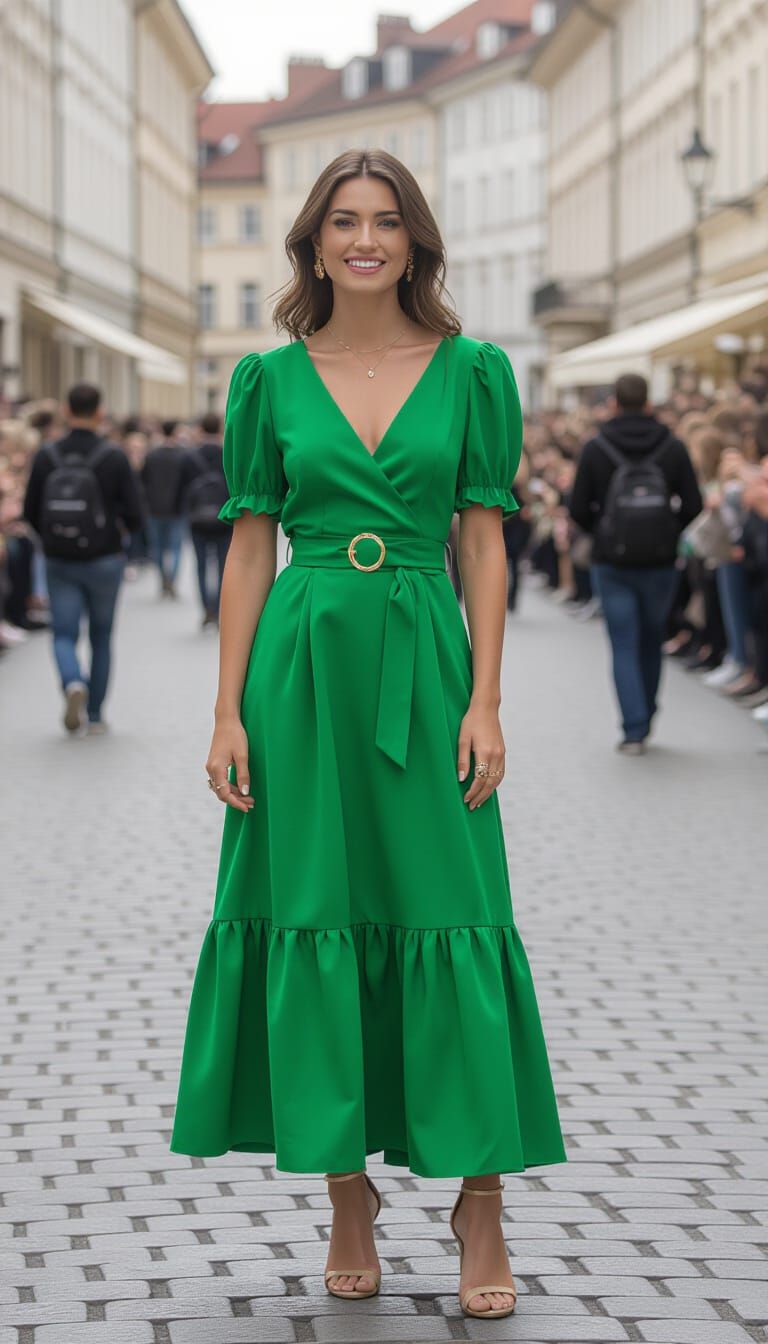 Burgundy Haired Woman Dancing in the Rain
