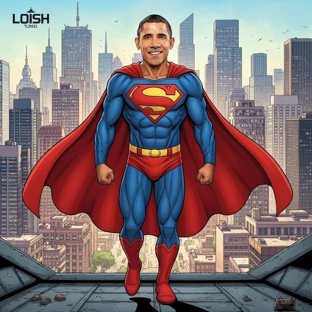Obama as Superman in Comic Book Style