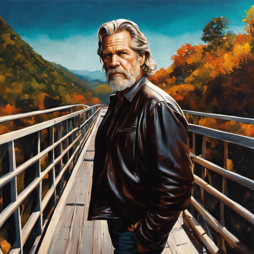 Jeff Bridges on a bridge