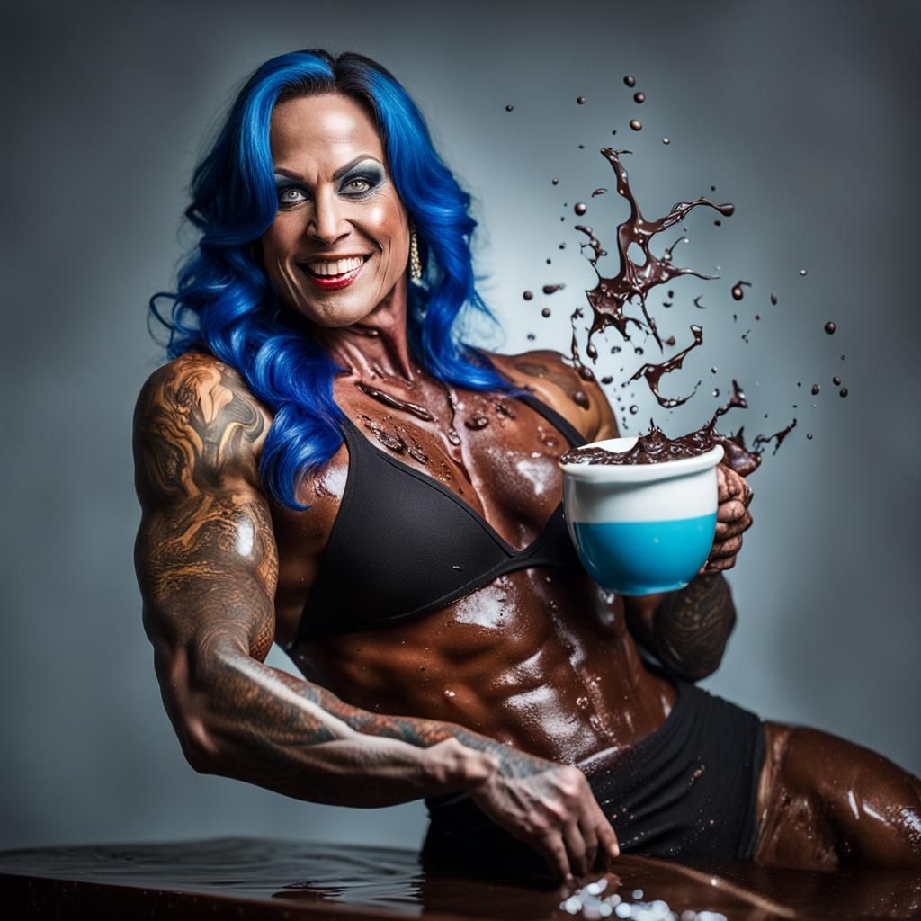 Transvestite Bodybuilder Bathes in Chocolate: Professional P...