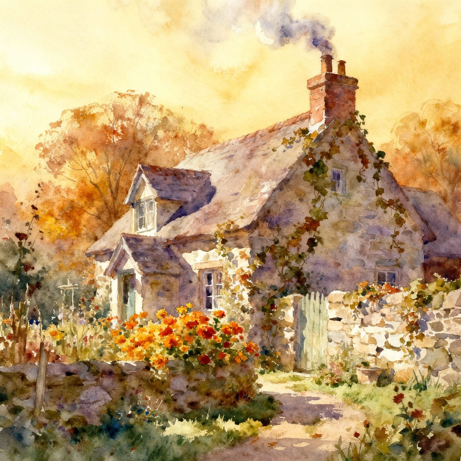 Cozy Autumn Cottage in Ethereal Light