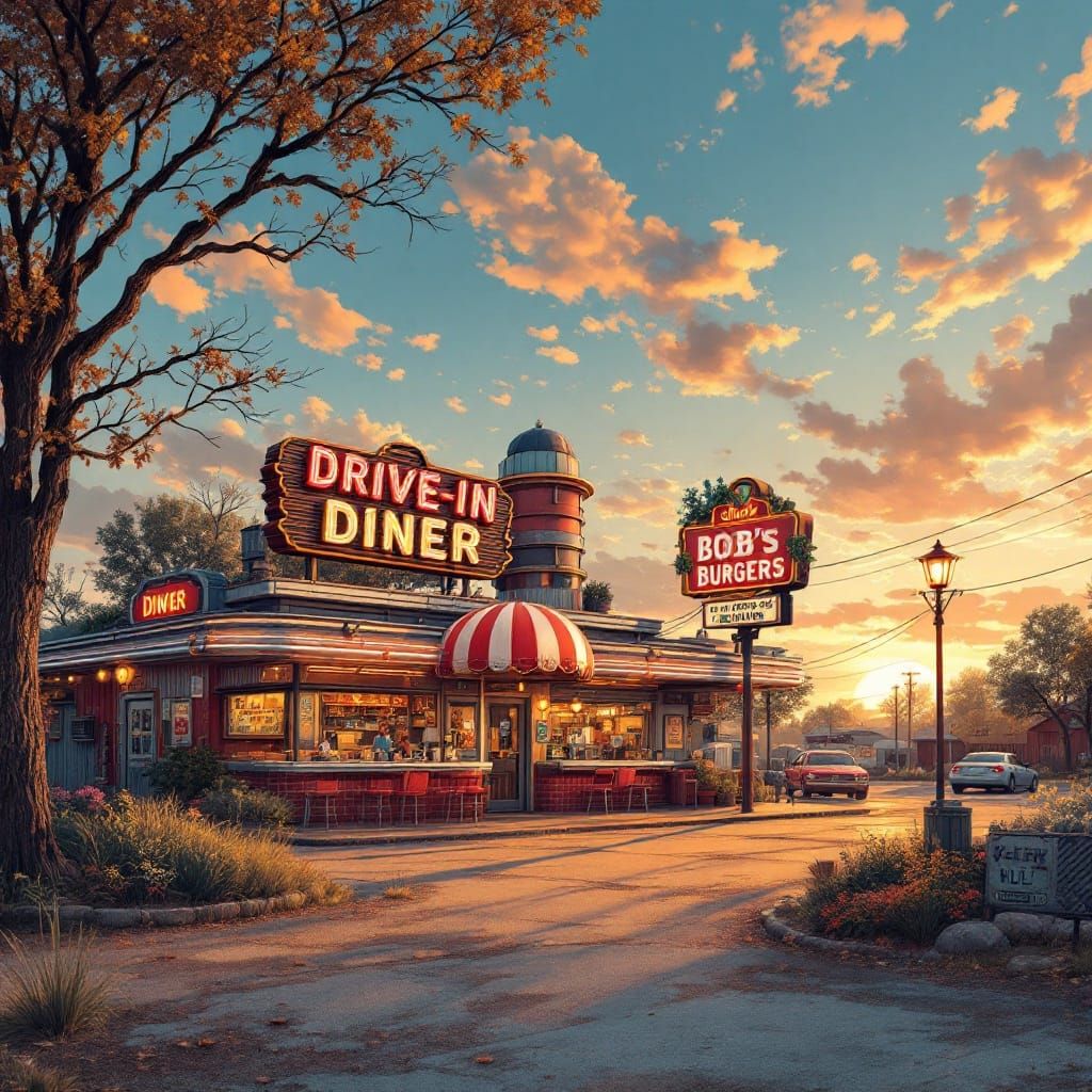 Rustic Drive-In Diner in Whimsical Small Town Texas