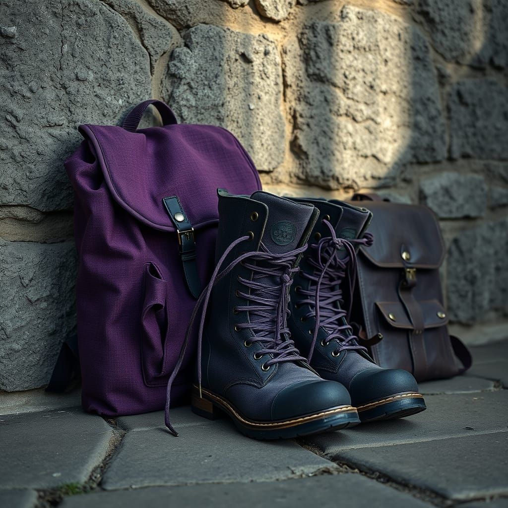 Weathered Adventurer's Gear in a Moody, Hyper-Realistic Sett...