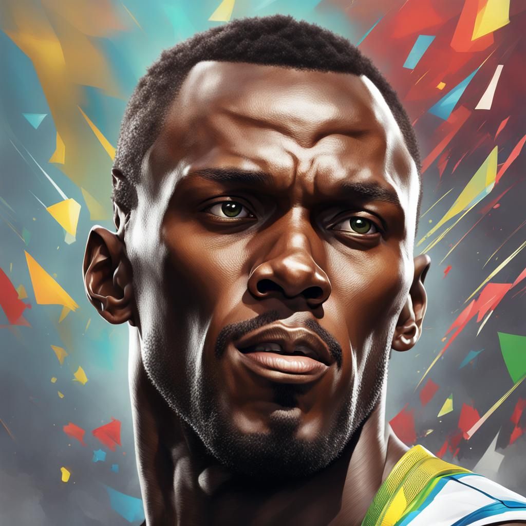 Usain Bolt Portrait in Hyperdetailed Art Style
