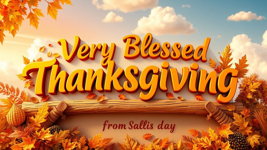 Autumn Thanksgiving Banner in Pixar Style