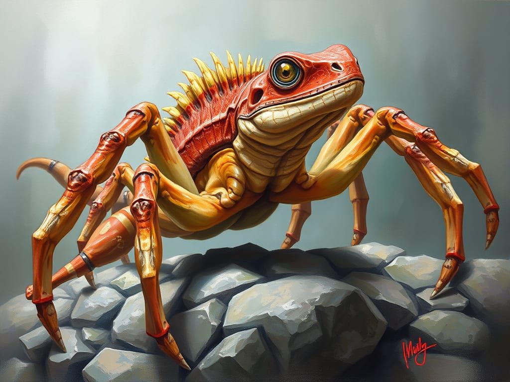 Intricate Marker Art of a Lizard-Spider Hybrid