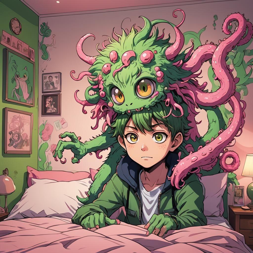 Green Monster Draws Boy: Manga Anime Style