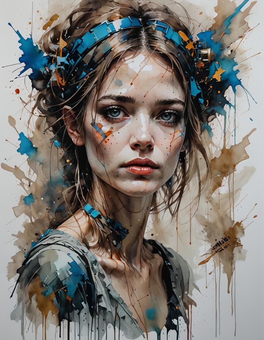 Surreal Minimalist Masterpiece in Alcohol Ink Style