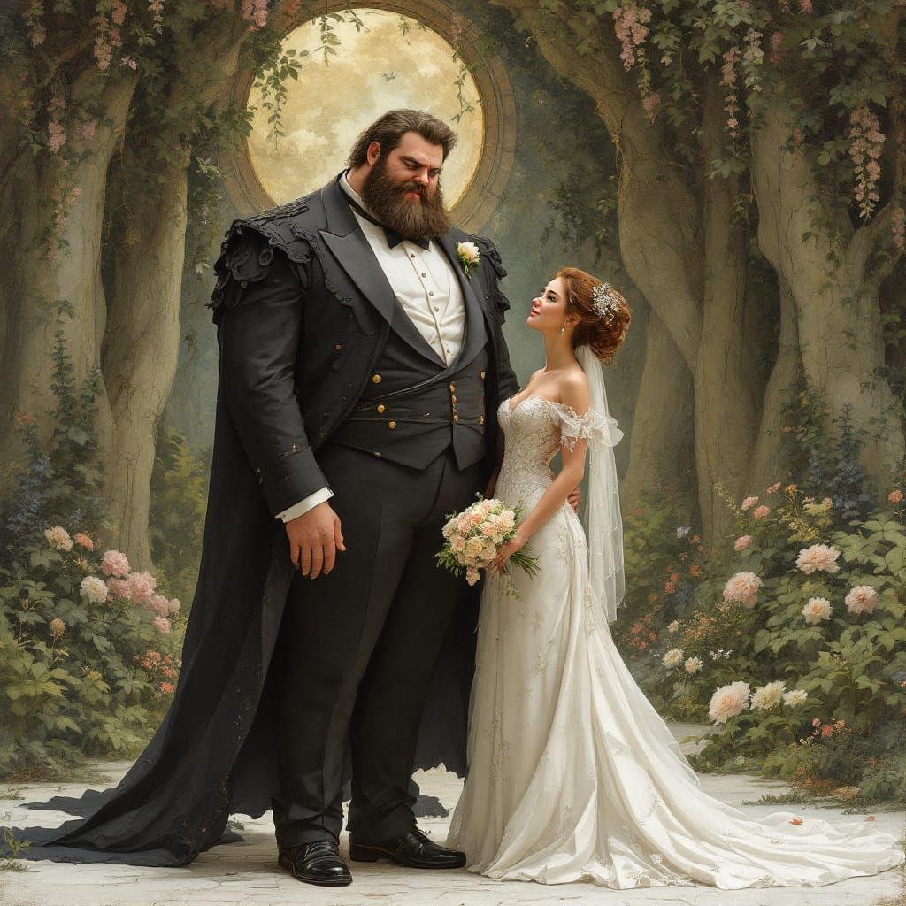 Petite Bride and Gigantic Groom in Fairytale Setting
