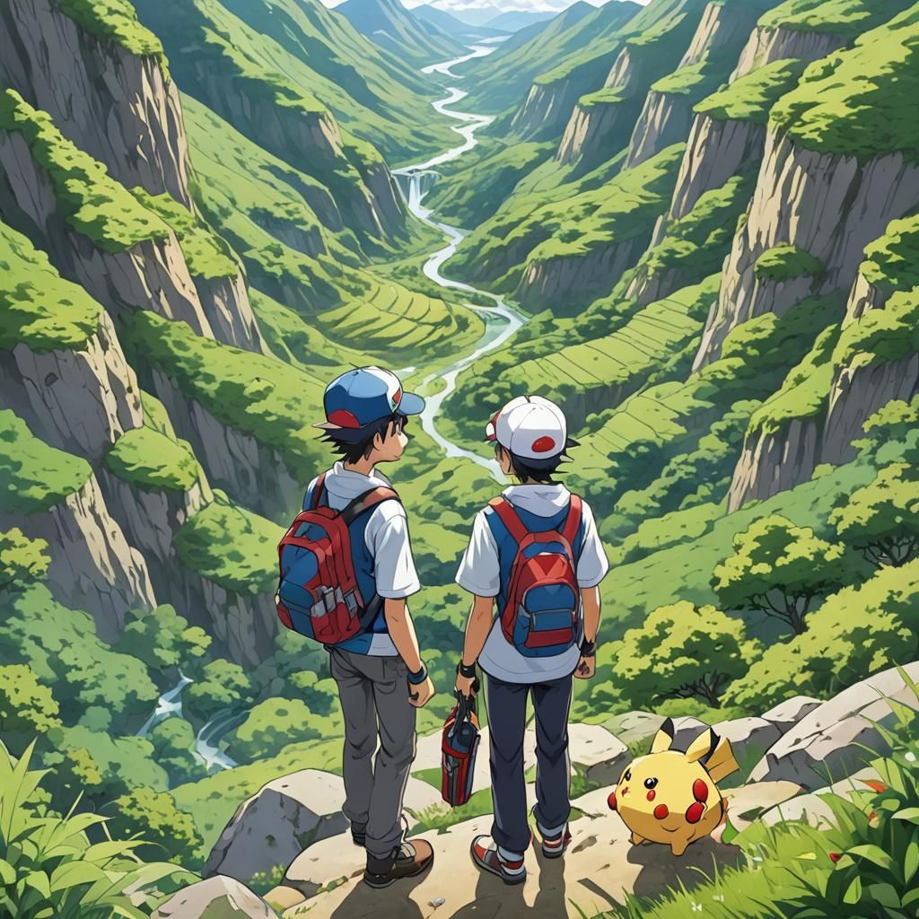 Anime Style Pokemon Trainer in Valley