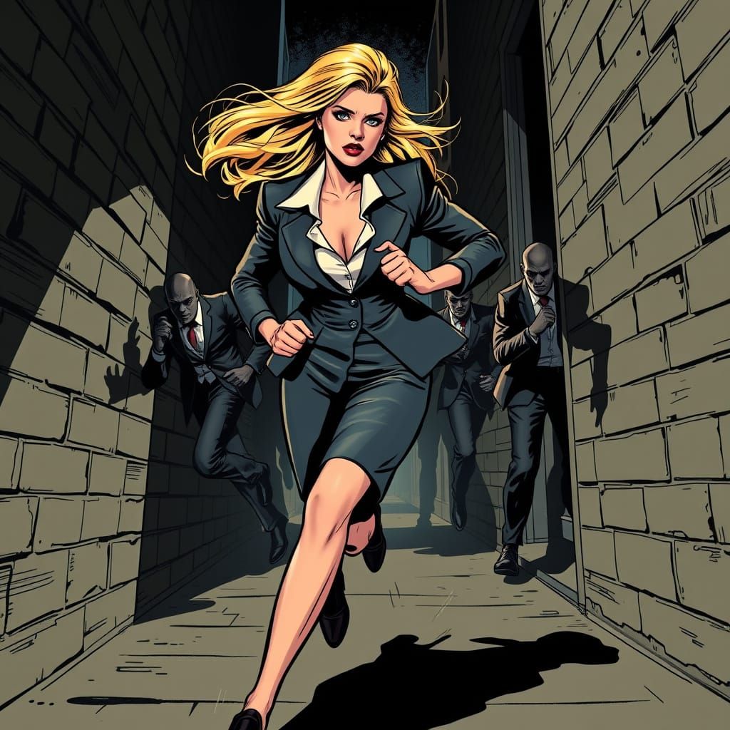 Sleek Reporter Chases Shadows in a Dark Alleyway