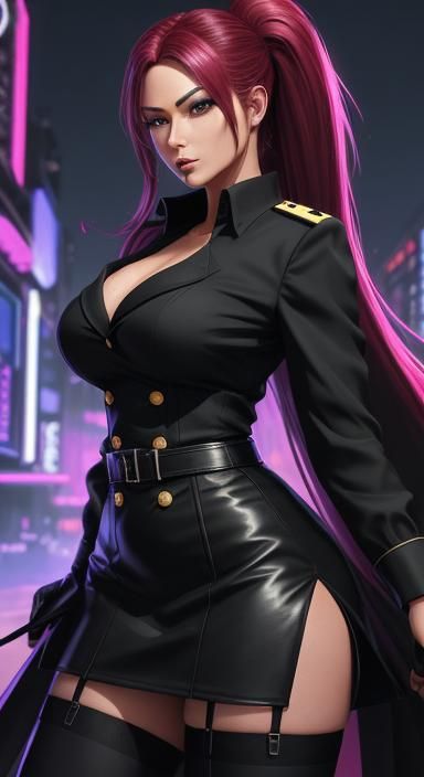 SS German officer. Black SS Officer uniform. Female soldier, Provocative sexuality. Aspirational sexuality. Hourglass f...