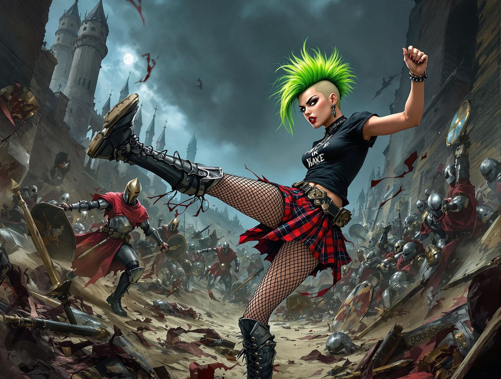 Energetic Warrior Unleashes Fury on Medieval Battlefield