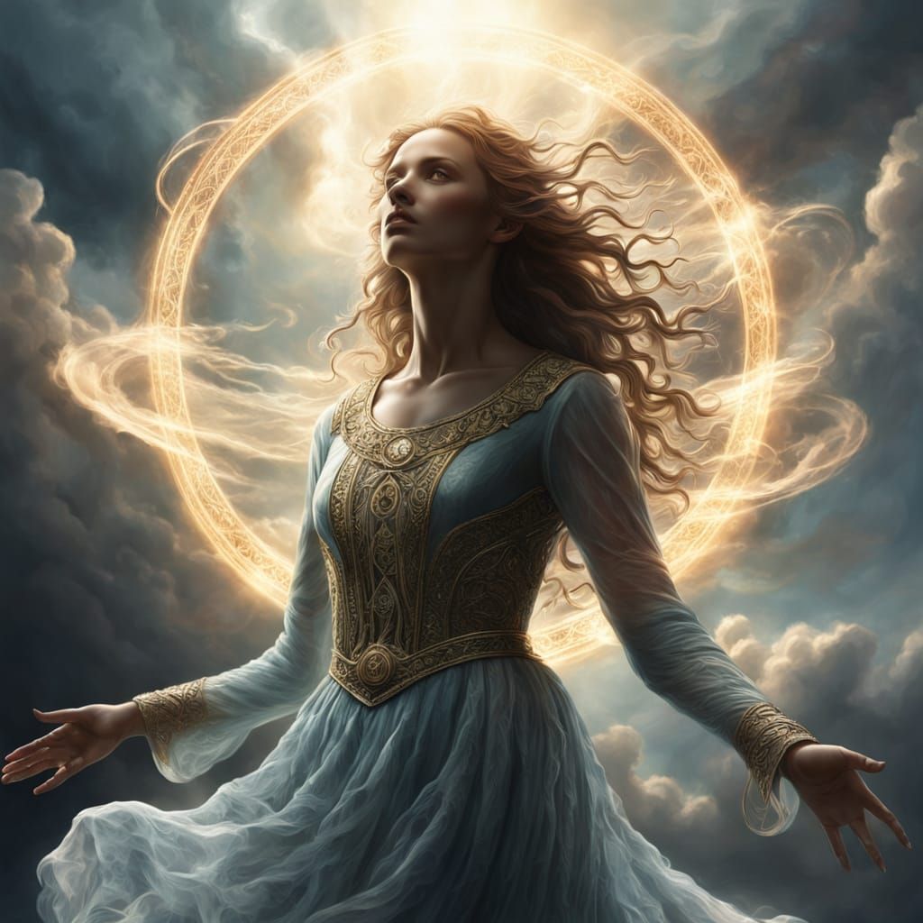 Poltergeist Manifests in Heavenly Clouds with Divine Light