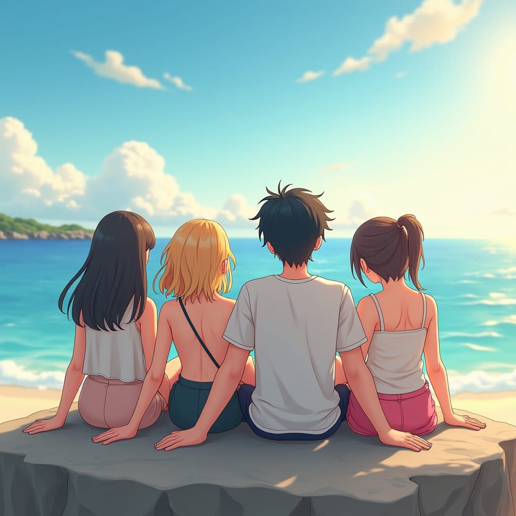 Friends Imagine Beach: 3D Anime Art in 8K