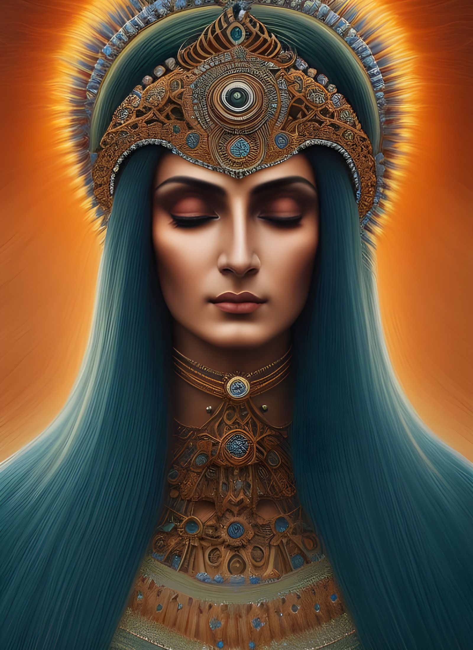 High Priestess: Detailed 3D Pencil Sketch