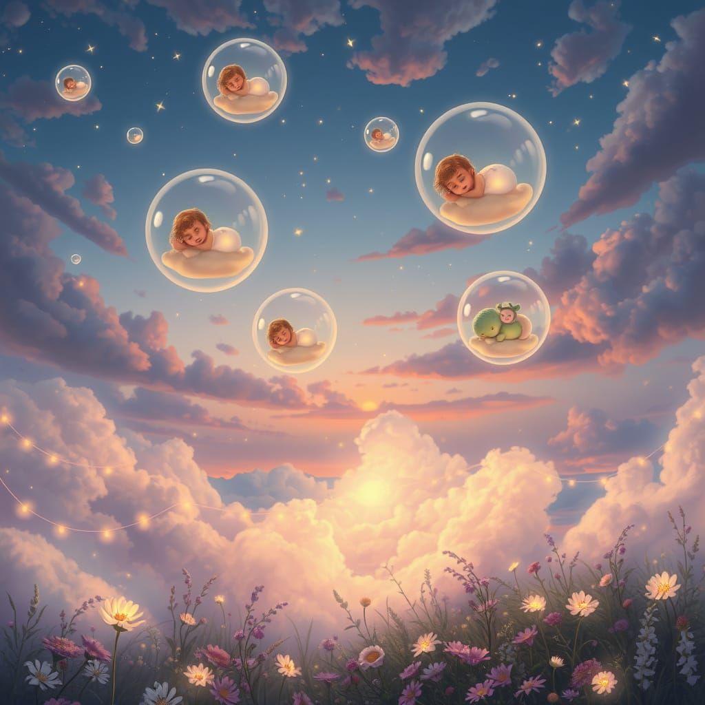 Twilight Fantasy: Bubbles in a Pastel Dreamscape