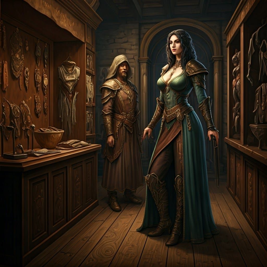 A Fantasy Armorer Shop in Medieval Style