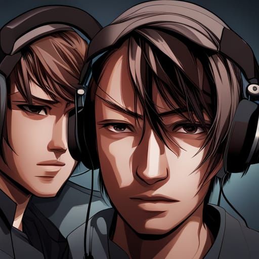 East Asian Anime Boys with Headphones in HDR