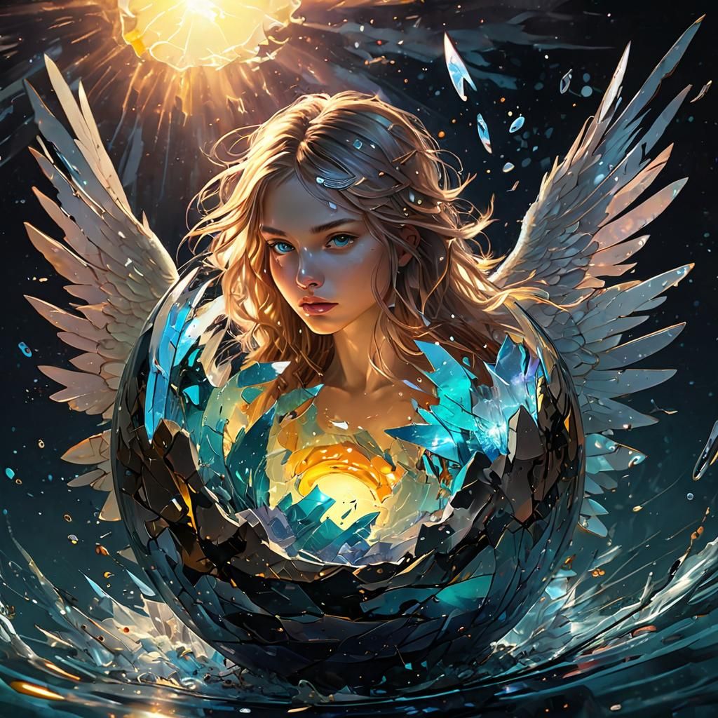 Shattering Cosmic Egg Reveals Angel, Manga Style