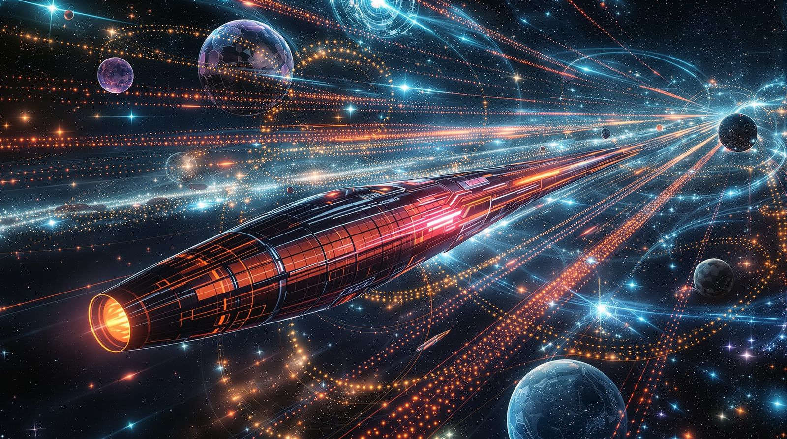 Cosmic Rope Gateway in Klimt Sci-Fi Style