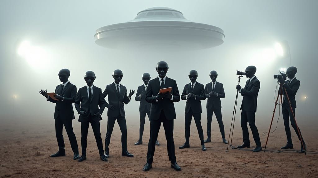 Men in Black Stage UFO Sighting in Desert