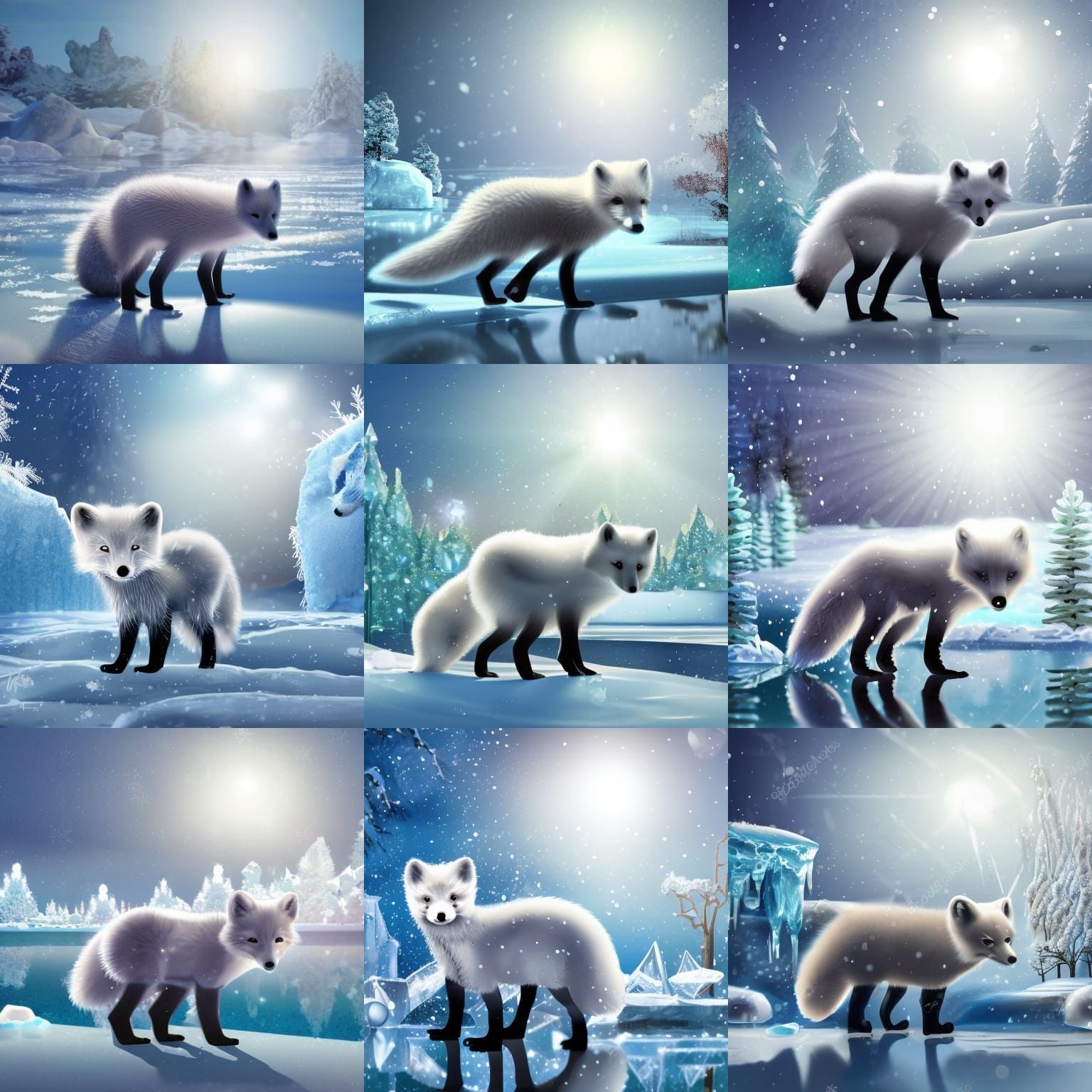 Adorable Arctic Fox in Snowy Crystal Town