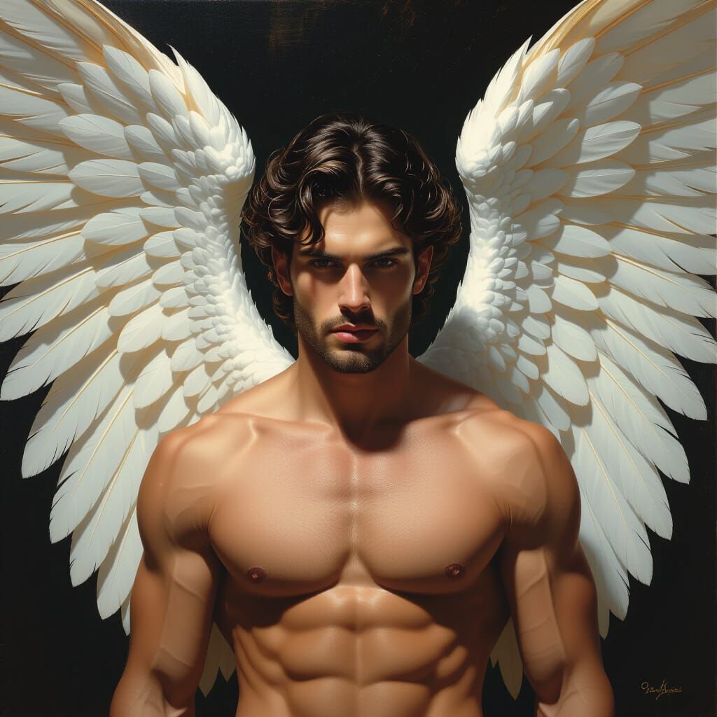 Hyperrealistic Angel Portrait with Dramatic Lighting
